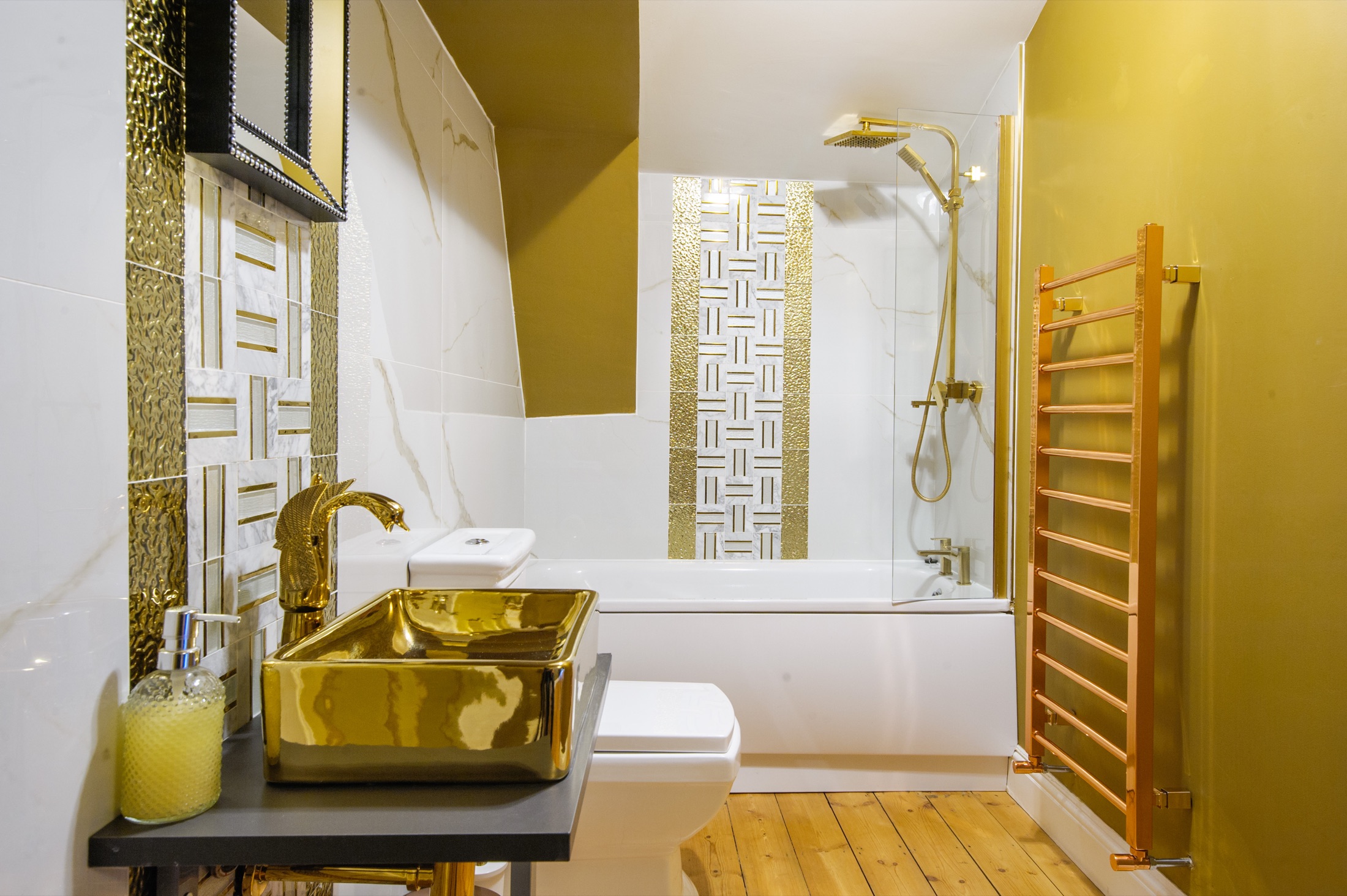 Gold Bathroom at The Executive Suite, Saffron Walden