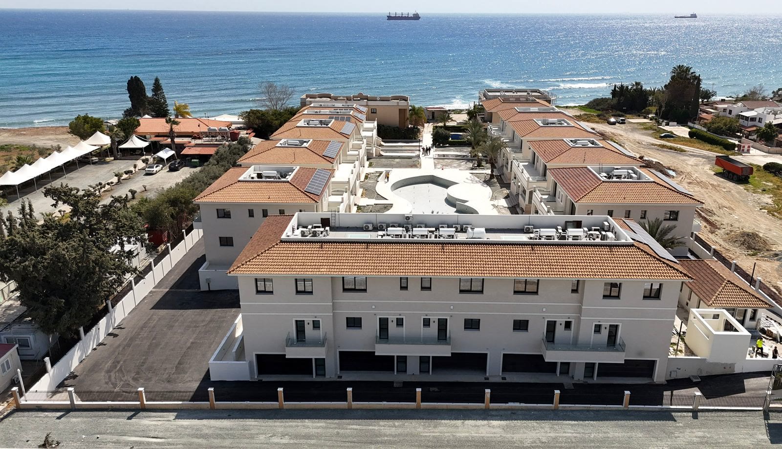 Breakfast on the terrace. The sea is the next thing you see.